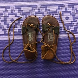 SOLD Leather Ankle Wrap Sandals